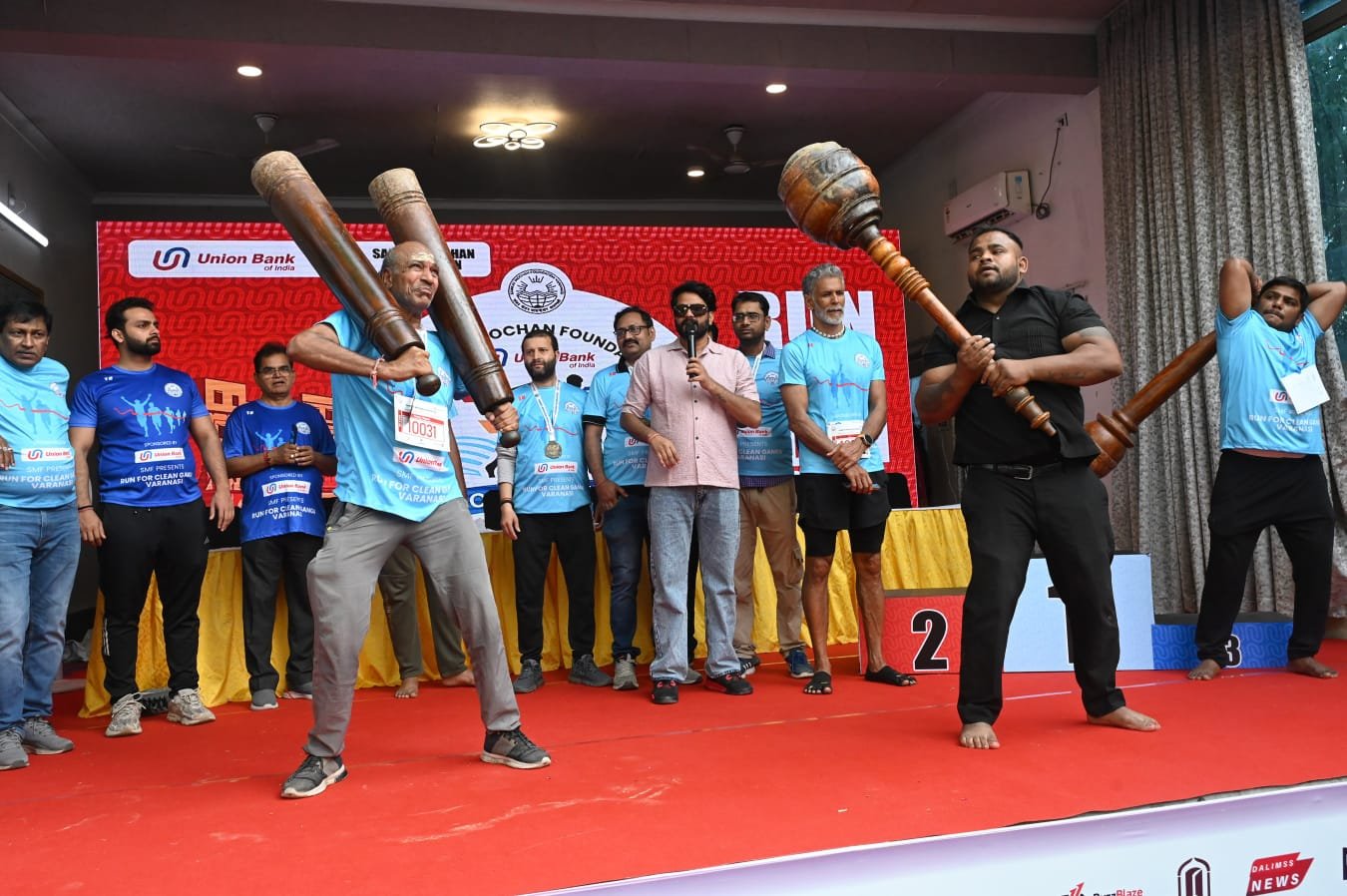 Traditional Mudgar & Gada Strength Show on Stage — Run for Clean Ganga